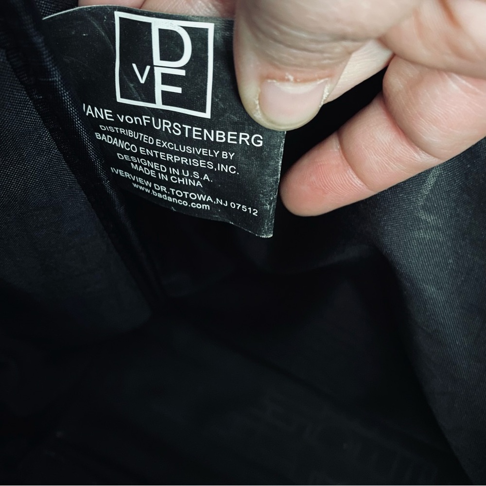 Diane Von Furstenberg X Badanco Luggage Large Black Canvas Patent Leather‎ Tote - Picture 12 of 15